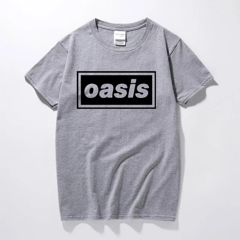Модная футболка с принтом группы Oasis, новинка, Мужская футболка с коротким рукавом и круглым вырезом, хлопок, рок, Мужская футболка, повседневная мужская футболка - Цвет: Серый