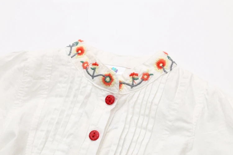 2018 Spring Autumn 3-12 Age Kids Embroidery Floral Long And Short Sleeve Double Use White Elegant Dress Princess Girl With Belt (5)