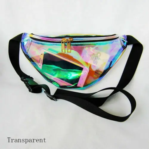 Transparent Женская мода fanny pack PU голографическая Лазерная поясная сумка рок нагрудная сумка для активного отдыха для отдыха heuptas поясная - Цвет: Transparent