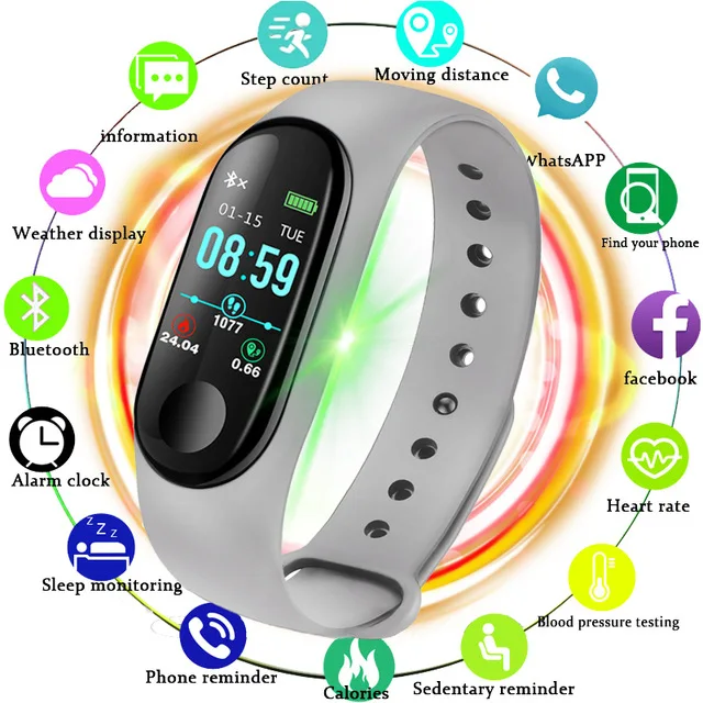 

BANGWEI Smart Sport Watch Waterproof Fitness Watch Blood Pressure Heart Rate Monitor Pedometer Smart Watch men for Android iOS