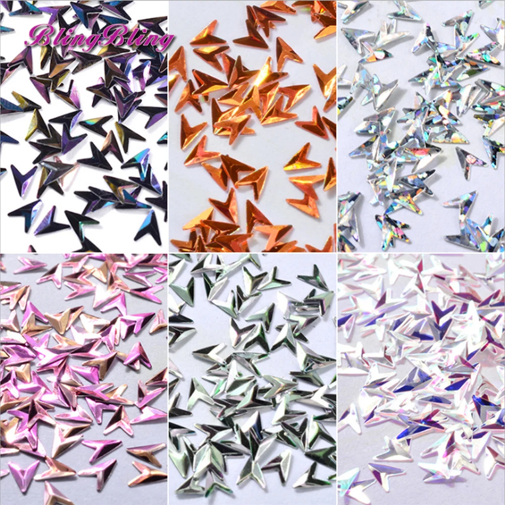 BlingBling стрелка Форма ногтей Блеск 6 Коробки голографическая Аврора хлопья