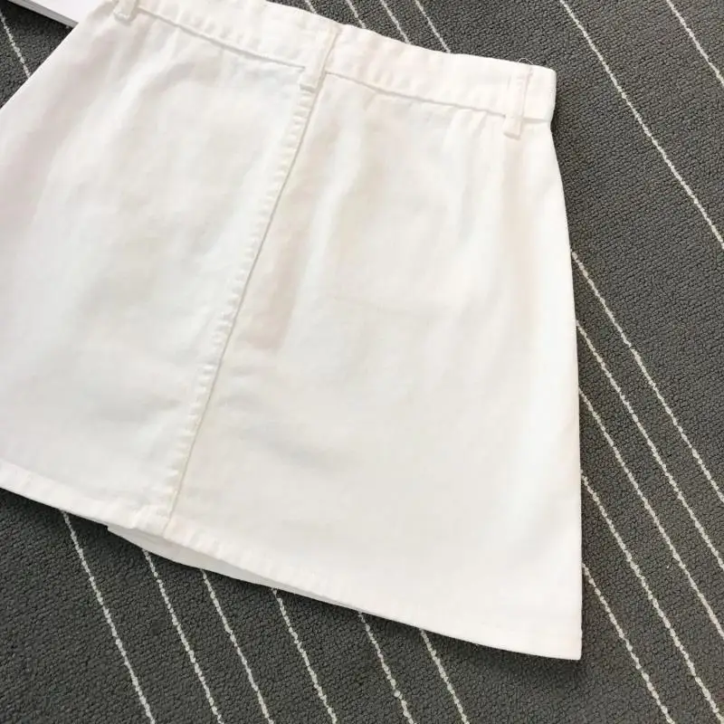 Летняя женская джинсовая юбка-карандаш трапециевидной формы с пуговицами спереди и высокой талией, Джинсовая юбка с маленькими карманами, черная, белая, четыре цвета