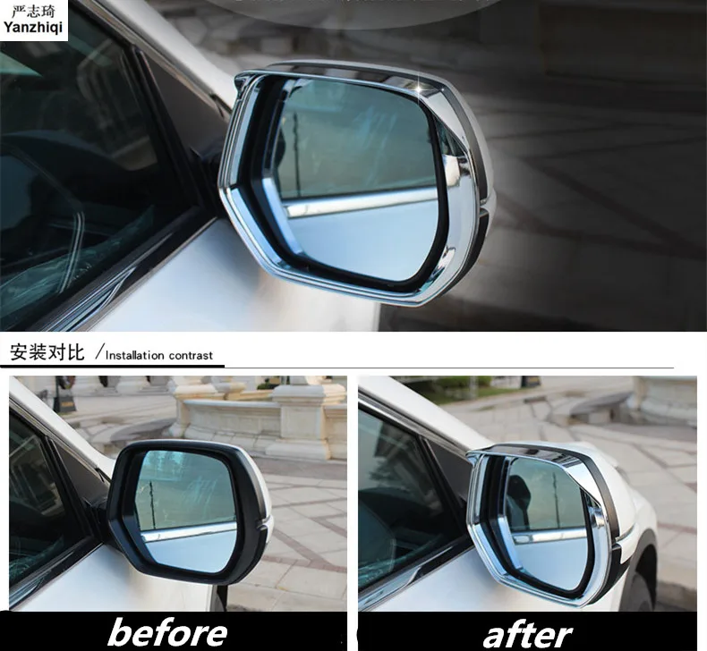 

ABS Chrome 2pcs/lot Rear view mirror Rain eyebrow decoration cover stickers Car Accessories for Honda CRV 2017-2018 Car Styling