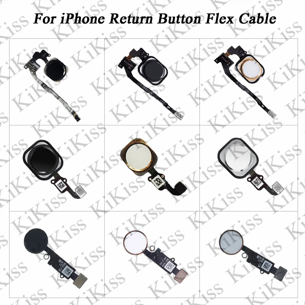 

KiKiss For iPhone 5S 6 6 Plus 6S 6S Plus Home Button Fingerprint With Flex Cable With Rubber Sticker Replacement No Touch ID