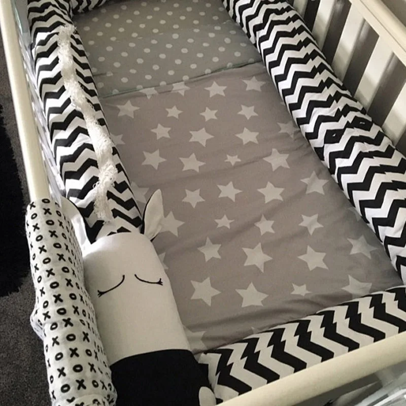 Baby Crib Bumper Soft Stuffed Zebra Toys Plush Cotton Bed Protector Nordic Long Pillows Bumper for Kids Room Cot Decor 2/3Meters