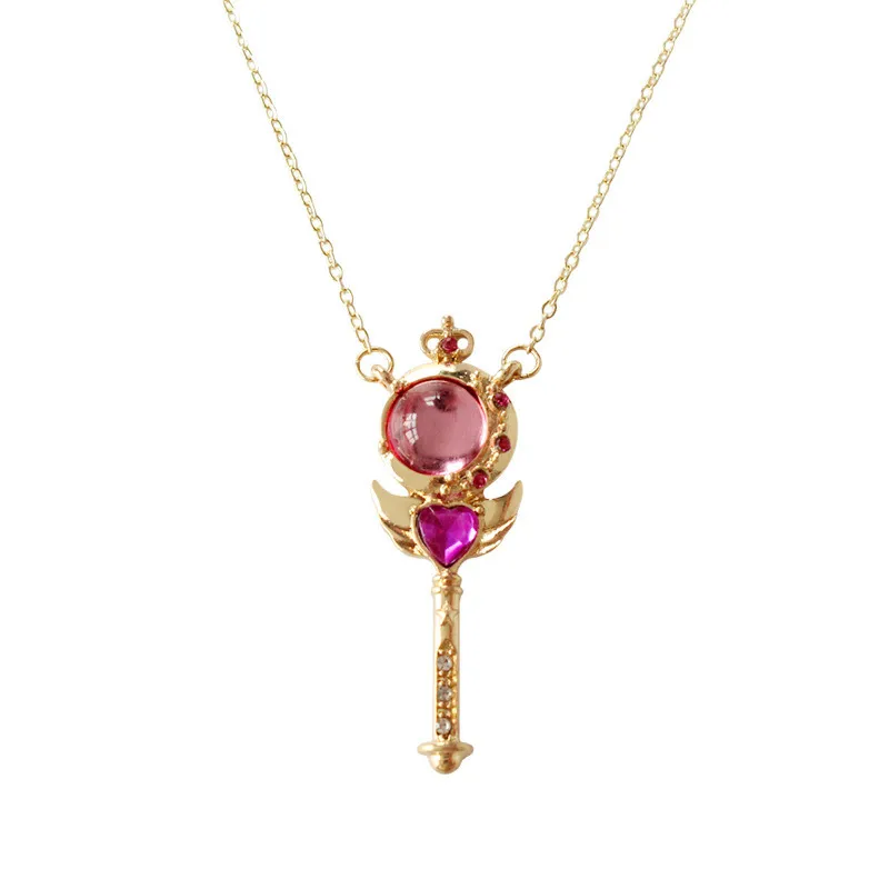 

Anime Sailor Moon Loving Wand Crystal cosplay Pendant Necklace Girl accessories Cute props