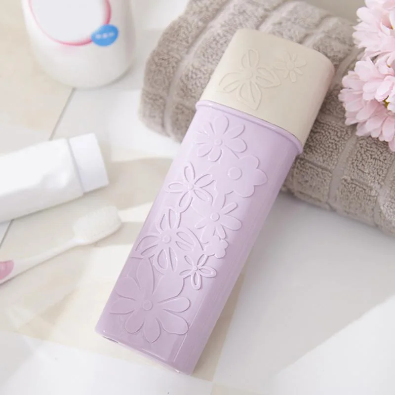 Travel Toothbrush Box Toothpaste Holder Flower Carved Washing Cup Toothbrush Cartridge Protector Sleeve Box Bathroom Products