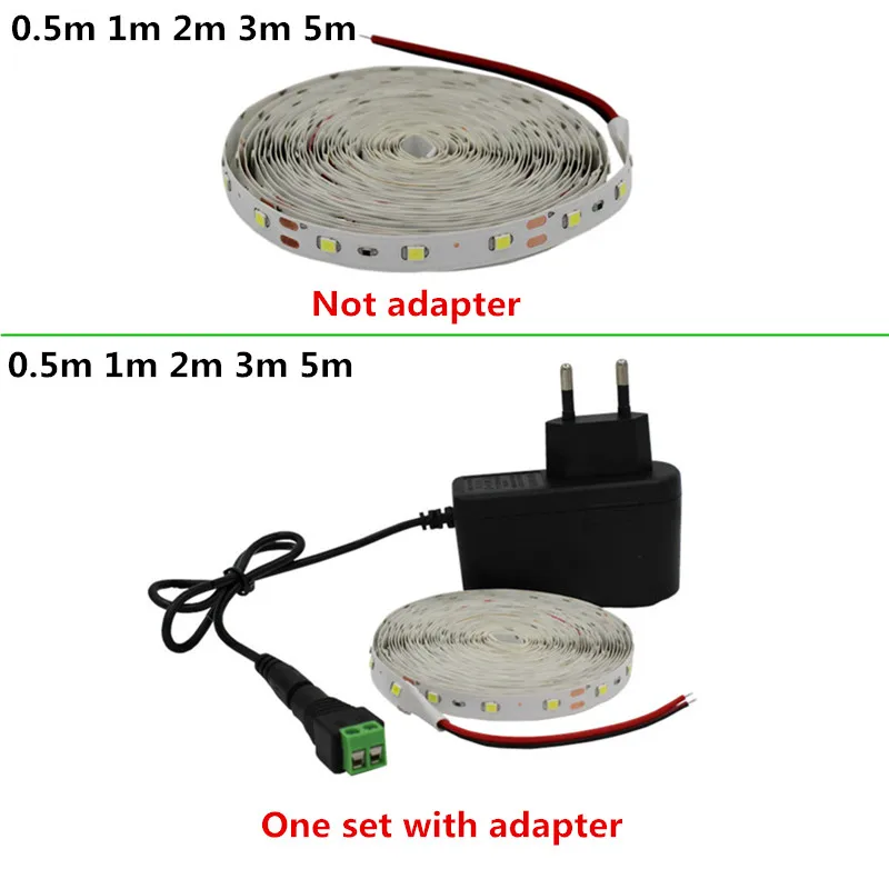 5 м Светодиодная лента 1 м 2 м 5 м/упак. SMD2835 набор ультра яркий светильник DC 12 В теплый белый синий красный зеленый светодиодный гибкий светильник