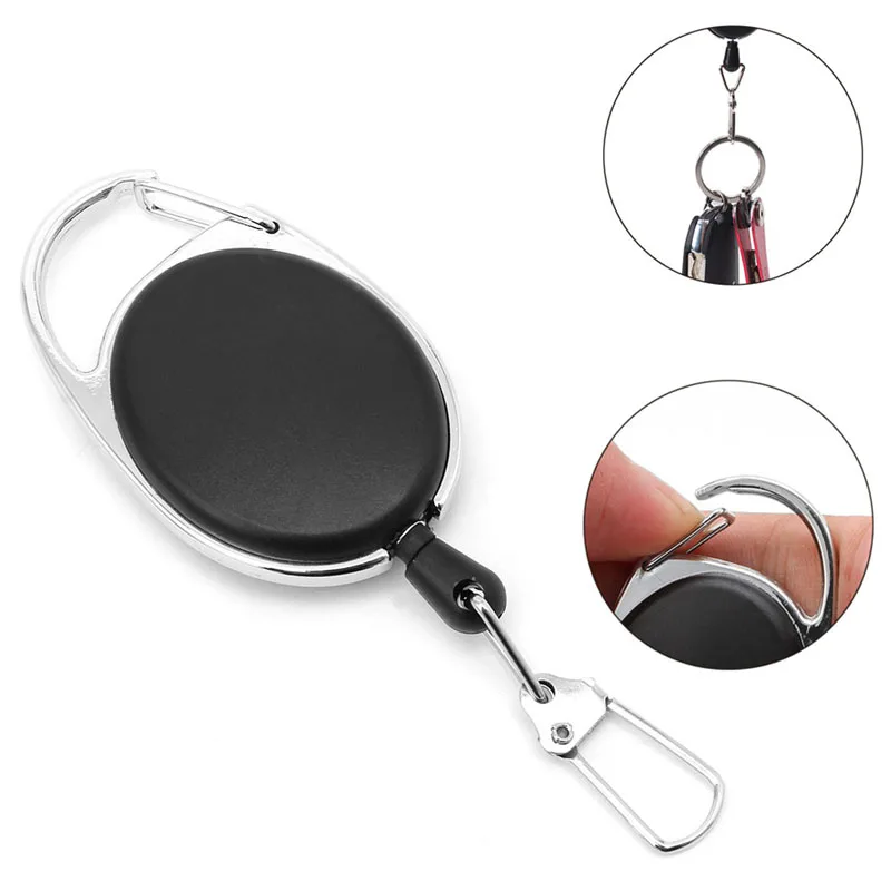 

OOTDTY 1PC Retractable Reel Key Chain Pull Key ID Card Badge Tag Clip Holder Buckle New Rope buckle