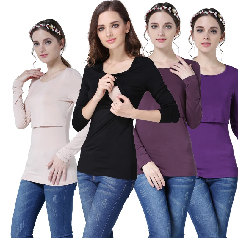 Women Maternity Tunic Tops Mama Clothes Long Sleeve Breastfeeding Nursing Tees Scoop Neck Pregnancy T-shirt Women Maternity Tunic Tops Mama Clothes Long Sleeve Breastfeeding Nursing Tees Scoop Neck Pregnancy T-shirt