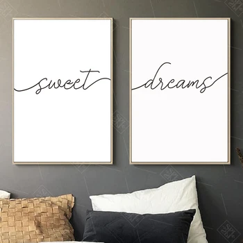 

Abstract Minimalist Canvas Art Sweet Dreams Quotes Art Painting Nursery Baby Room Posters and Prints Wall Pictures for Bedroom