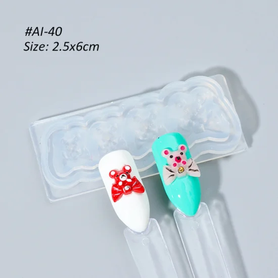 1 шт ногтей силиконовые 3D резные формы штампы трафареты цветок Фламинго мультфильм штамп шаблон Лайк для дизайна ногтей Декор Маникюр CHAI - Цвет: AI-40