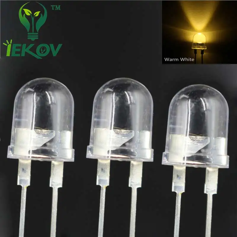 100pcs Led 10mm LED 0.5W Warm White High Power LEDS Light 250Kmcd Round