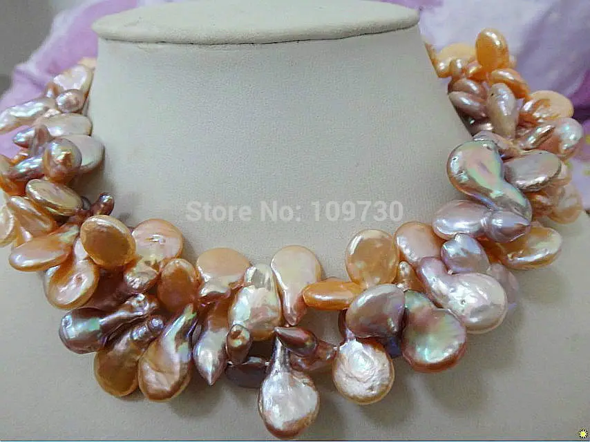 

Jewelr 003773 20-22MM NATURAL SOUTH SEA GOLD PINK MULTICOLOR PEARL NECKLACE
