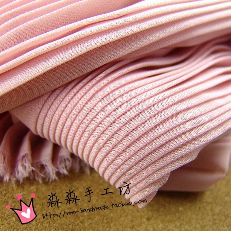 Фото 1psc DIY textile fabric Pale pink organ plait pleated chiffon 2016 new full-skirted dress wholesale fabric(pleated 0.5m) | Дом и сад
