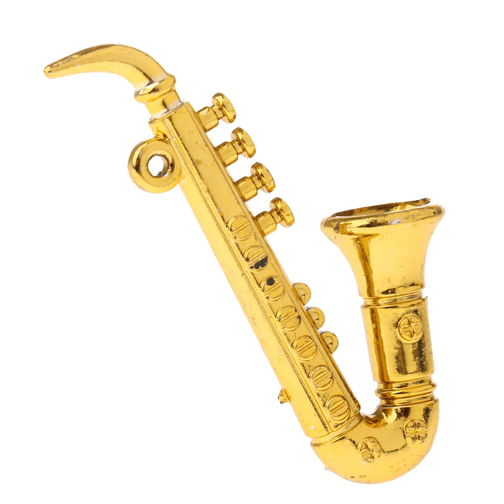 1/12 Dollhouse Miniature Musical Instrument Plastic Saxophone Model Figures Toy Accessory - Fit for House Garden Room Decro