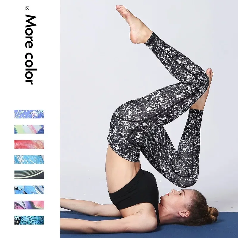 

Women Fitness Yoga Pants Slim High waist Sport Leggings Gym Elastic Romantic Printed Long Tights for Running Tummy Control