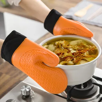 

2pcs BBQ Grill Gloves Thick Heat Resistant Silicone Kitchen Accessories Barbecue Oven Cooking Mitts Grill Baking Gloves