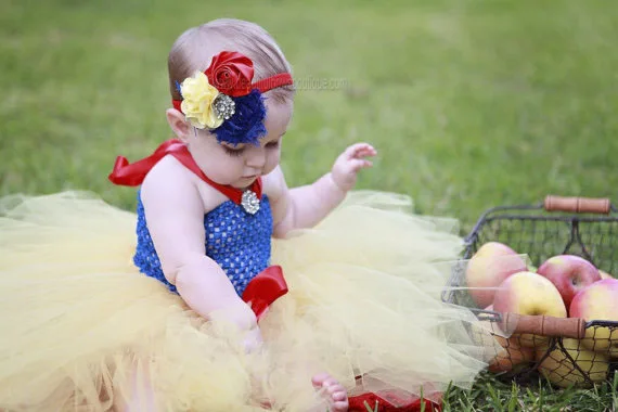 Платье-пачка принцессы Белоснежки для маленьких девочек; цвет желтый, красный; платья-пачки с бантом для новорожденных на первый День рождения; милый детский карнавальный костюм