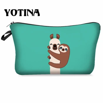 

Yotina Makeup Bag Women Cosmetic Bag With Multicolor Pattern llama 3D Printing neceser Toiletry Bag Travel makeup Organizer