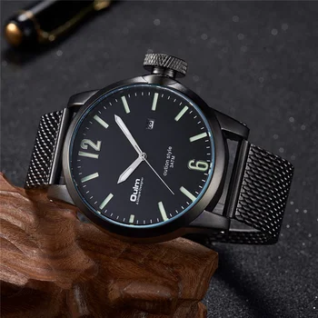 

Oulm New Fashion Stainless Steel Watch Male Quartz Clock Big Size Men's Wristwatch Calendar Waterproof Business Men's Watches
