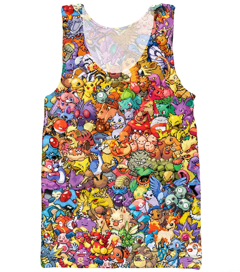 

2018 summer New fashion Men/Women Tank tops Cartoon Original 150 Pokemon 3D Print casual vest free shipping plus size S-XXXL