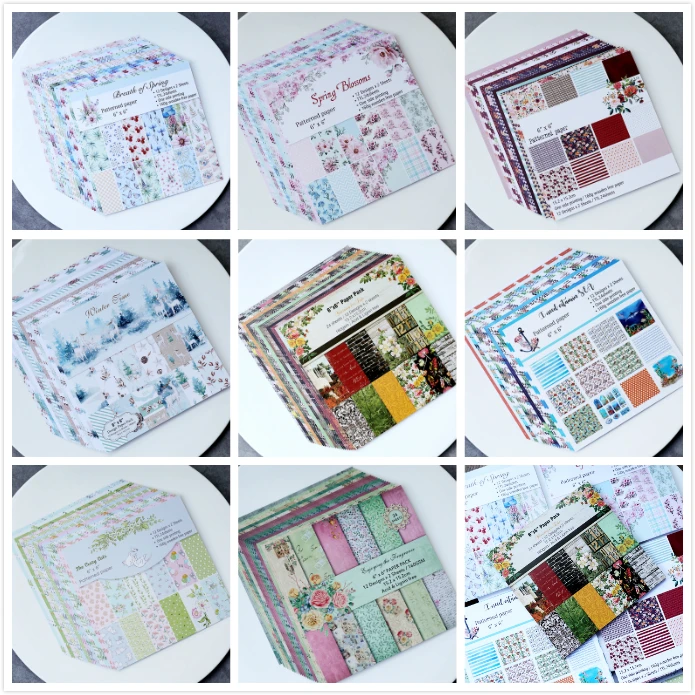 

12pcs/Pack 6*6inch Spring Flower 8 Types Patterned Paper Pack for Scrapbooking DIY Happy Planner Card Making Journal Project