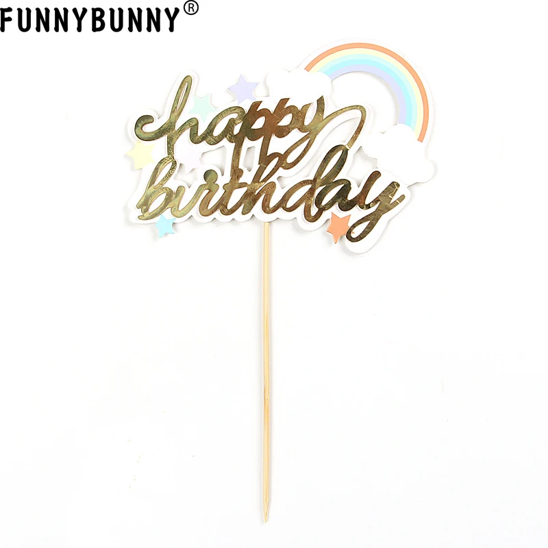 FUNNYBUNNY торт украшение воздушный шар с облаками Радуга Happybirthday вставка для торта плагин кекс Toppers