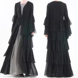 Роскошный шифоновый Шелковый Абая мусульманское длинное платье для девочки кардиган длинный халаты Jubah кимоно Рамадан арабский Исламская