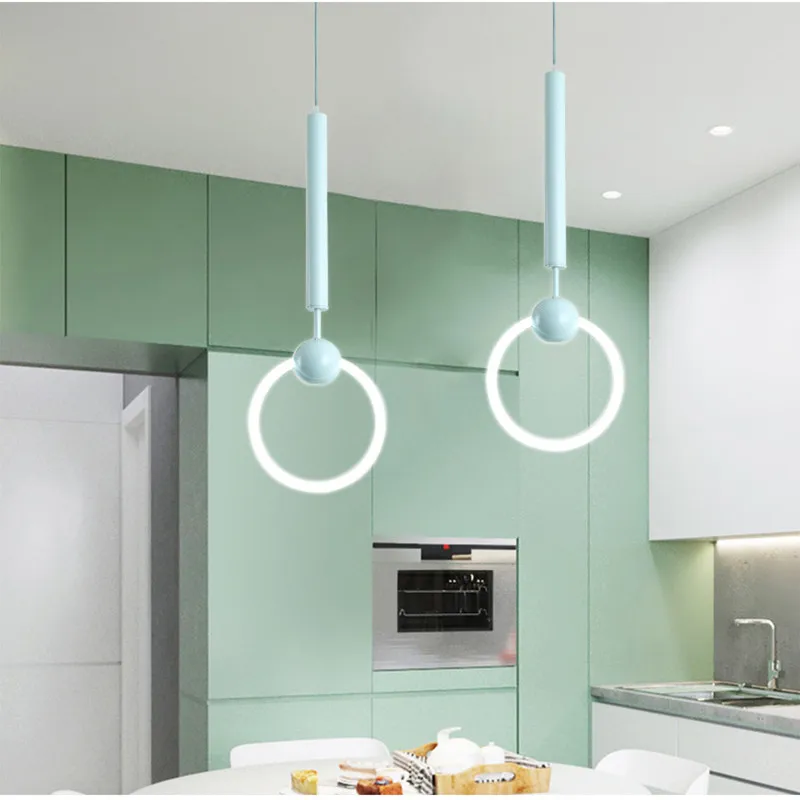 

Nordic Art Creative Circular Ring Led Pendant Light Modern Loft Restaurant Bedroom Bedside Decoration Hanging Light Fixtures