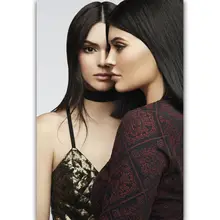 Póster de Arte de seda de belleza de EE. UU., decoración de pared de mimbre, regalo, Kendall & Kylie Jenner, nuevo