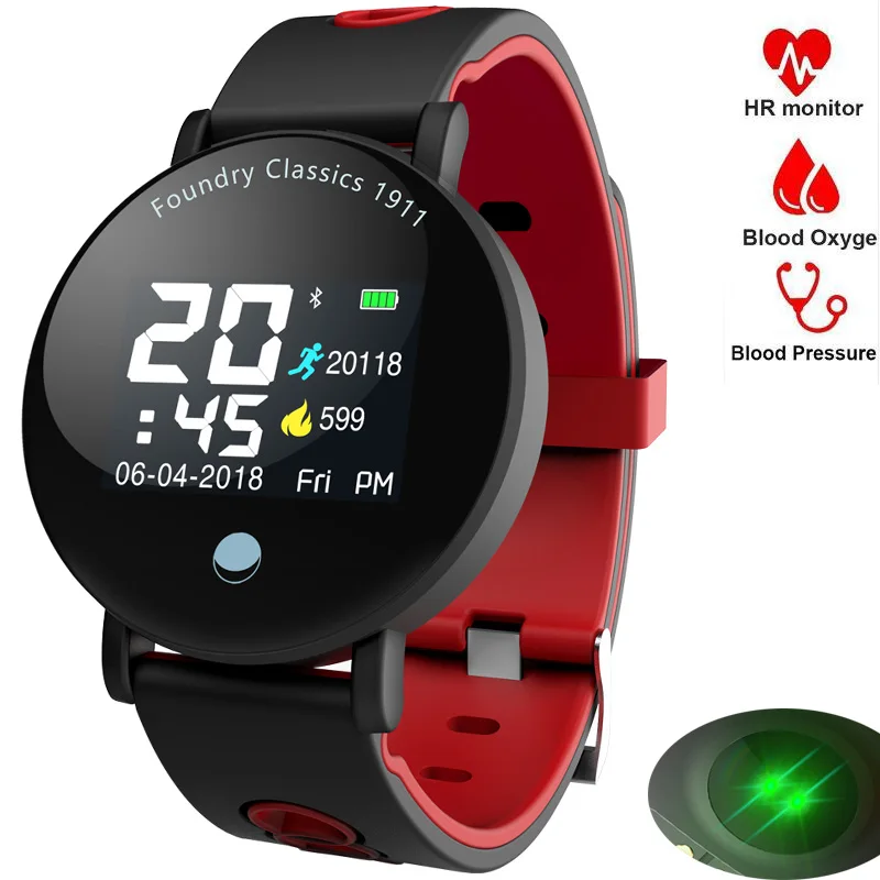 Tanie Inteligentny zegarek mężczyźni kobiety pulsometr krokomierz z ciśnieniomierzem Running opaska monitorująca aktywność fizyczną Sport inteligentny zegarek dla Androd IOS