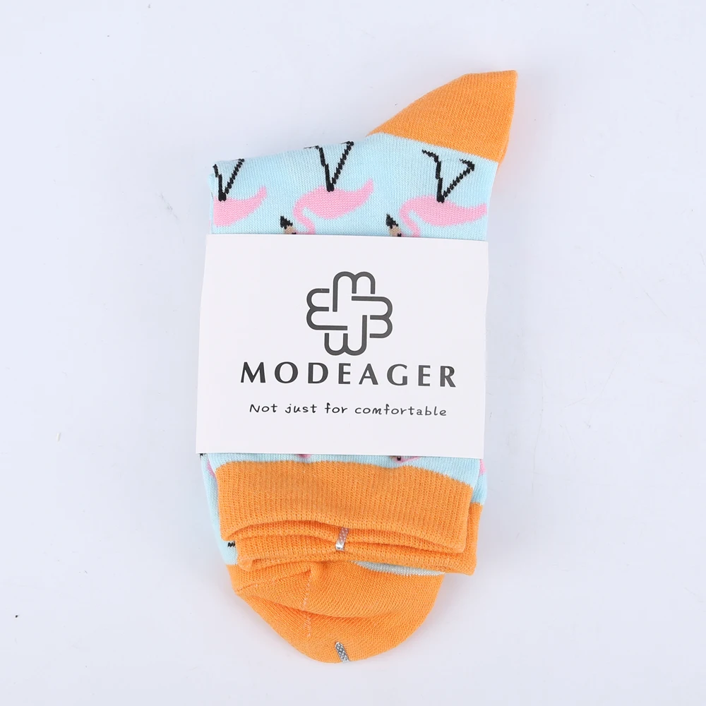 Modeager Brand Japan Harajuku Pig Flamingo Dinosaur Cat Fox Animals Women Socks Kawaii Cute Women Cartoon Funny Socks EU35-40