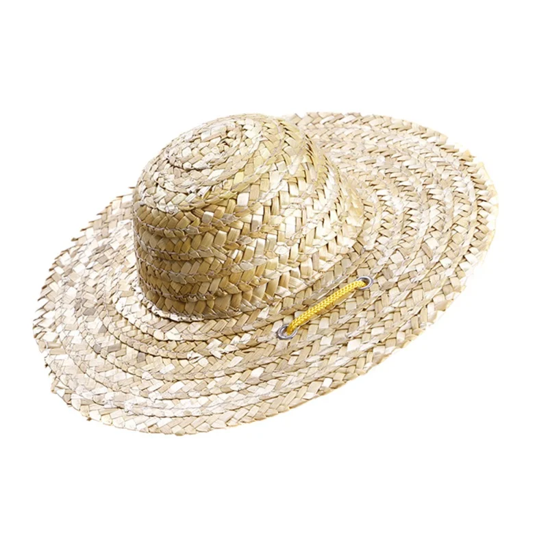 Новое поступление, 1 шт., соломенная шляпа от солнца ручной работы, тканые регулируемые Домашние животные, собачьи шапочки для щенков, Классическая однотонная шляпа фермера, аксессуары для домашних животных