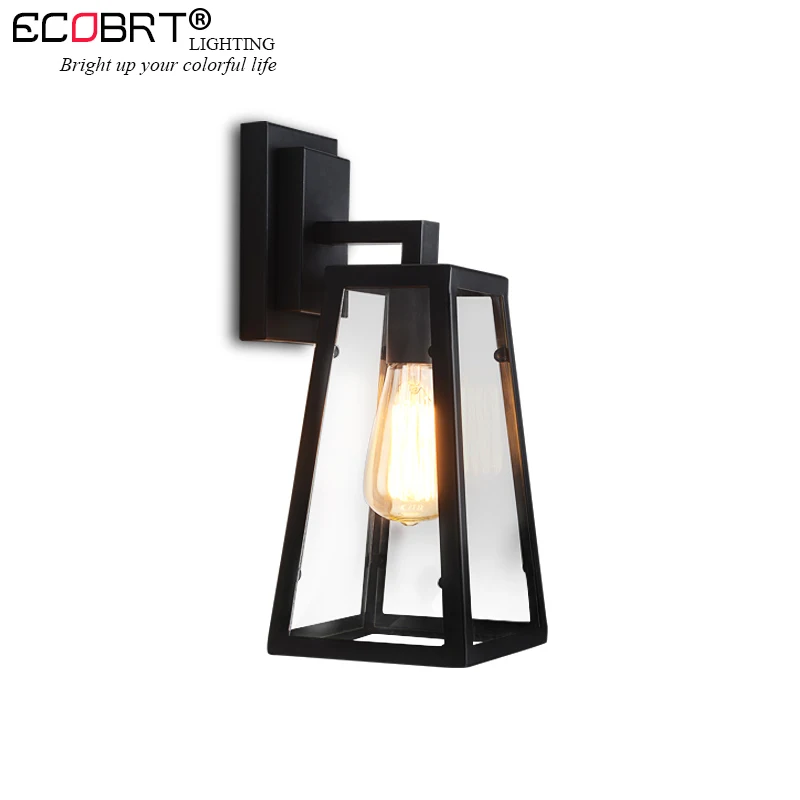 ECOBRT American style modern vintage metal glass shade wall lamps hallway sconce stair cafe living room restaurant wall lights