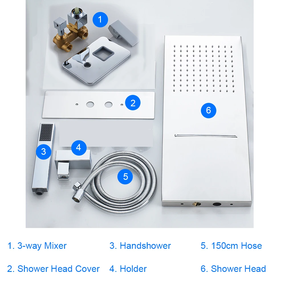 Хромированный Водопад дождевой Душ кран Набор настенное крепление 3-way Латунь одна ручка Смеситель кран ванная душевая система смеситель кран