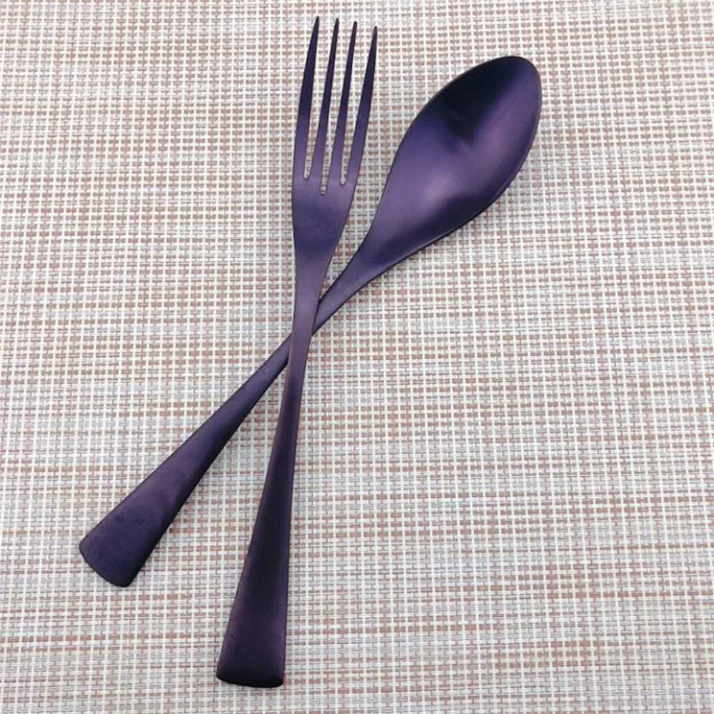 Дизайн Матовая фиолетовая столовая посуда 304 нержавеющая сталь набор столовых приборов ужин острый стейк ножи вилки чайная ложка посуда набор 1 шт