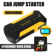 Многофункциональное пусковое устройство 88000 мА/ч, 4USB 600A аварийный аккумулятор для автомобиля бустер зарядное устройство усилитель Мощность power Bank пусковое устройство