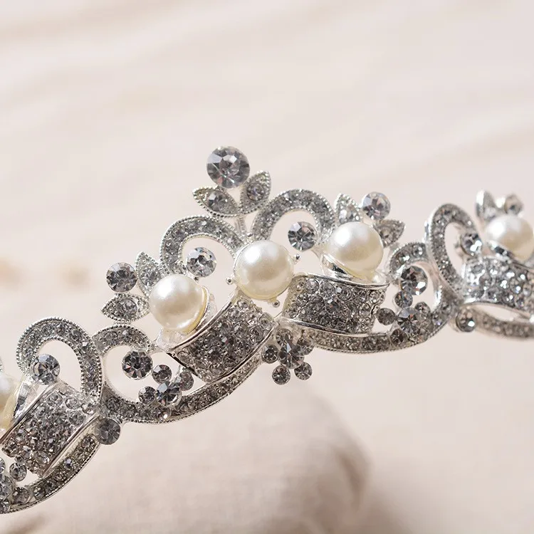 Диадемы для невесты свадебные украшения волос жемчужные стразы|bridal crown|crown tiarafor