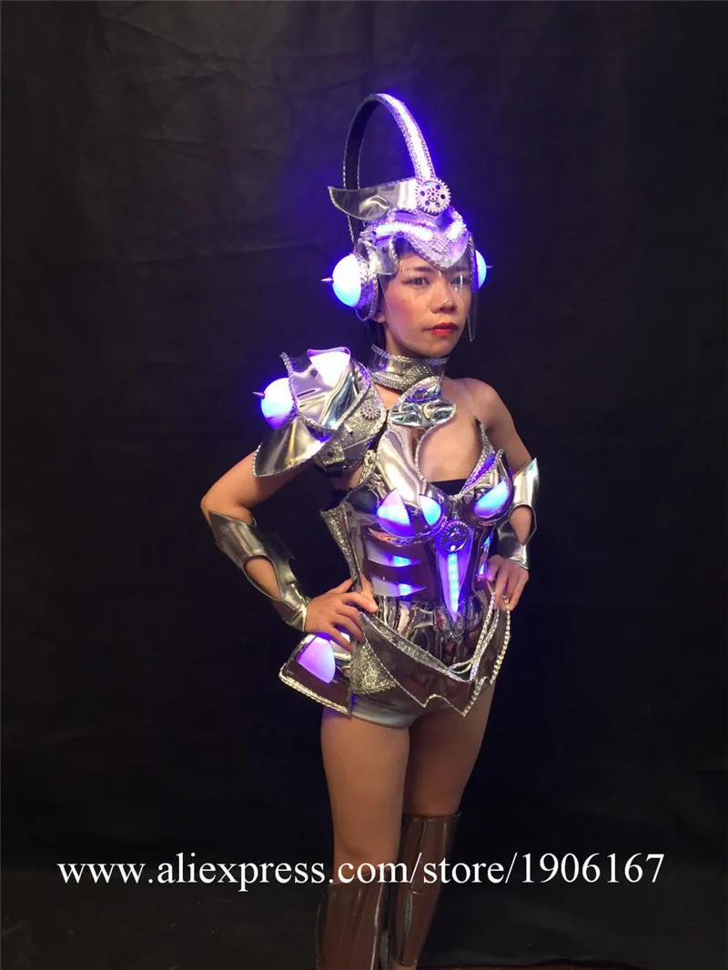 Sexy singer luminous wears clothes cosplay disco stage car models performance led costume ballroom dance dresses party dj0