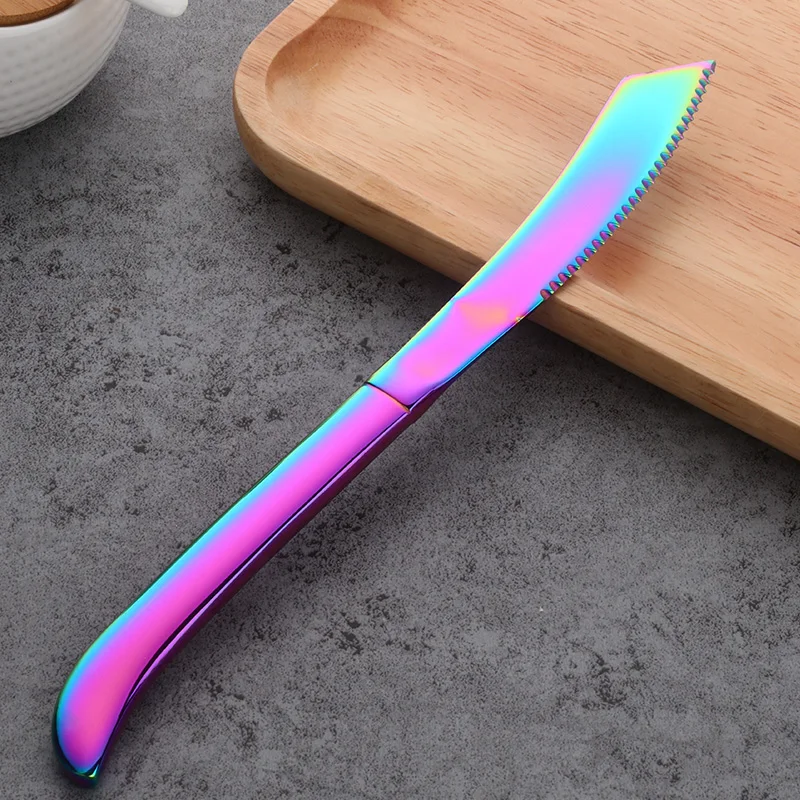  4&8PCS Stainless Steel Special Handle Fruit Knife Table Knives Restaurant Cutlery Dinner Knife Gold