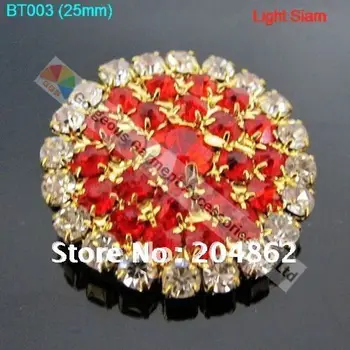 

20pcs/lot 25mm Sapphire rhinestone diamante button with SS12 Czech crystals in Gold / Sliver For DIY Browband Costume Making