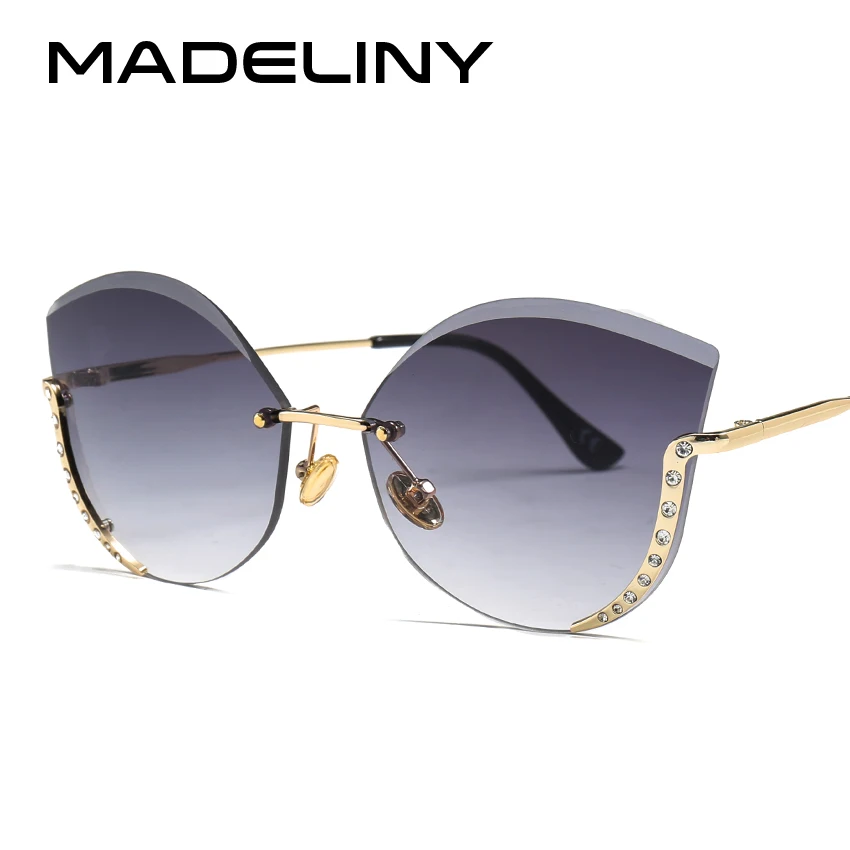 Buy MADELINY 2018 Cat Eye Women Sunglasses New Rimless