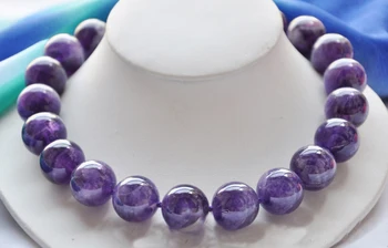 

beautiful 18" 16mm natural Purple t round beads Necklace