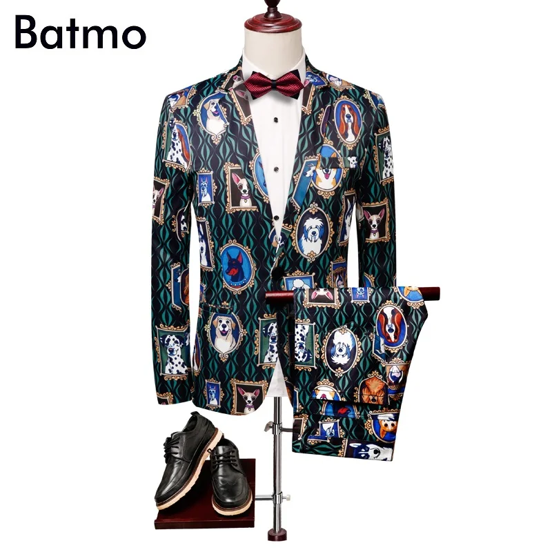 Batmo 2018 new arrival high quality printed casual suits men,men's