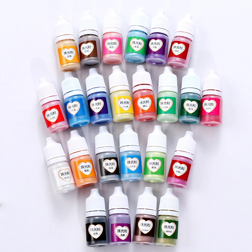 

1pc 24-Colour 5ml Pearlescent Mica Pigment Powder Rainbow UV Resin Epoxy For Jewelry Cutting Dies Paper Decor DIY Crafts