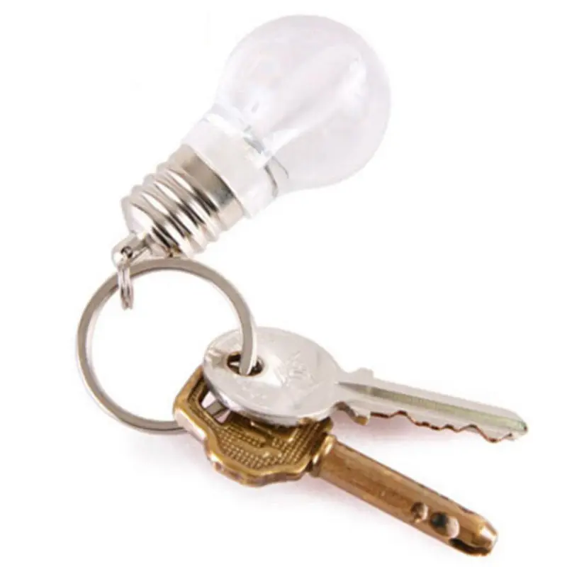 

New 1x Colorful Flash LED Bulb Keychain Unisex acrylic Bulb Keyring Key