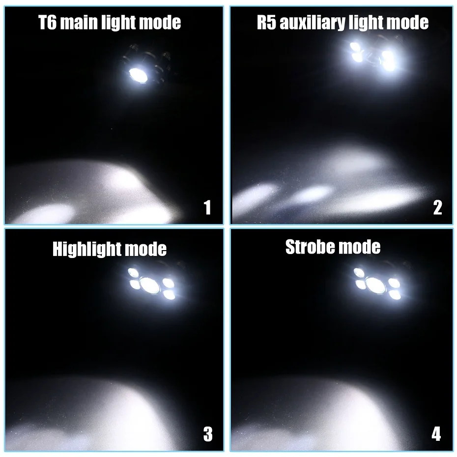XML-T6 R5 светодиодный фонарик для фар, фонарь для кемпинга, рыболовный фонарь, 4 режима, стробоскоп, фонарь, использовать 2*18650 аккумулятор