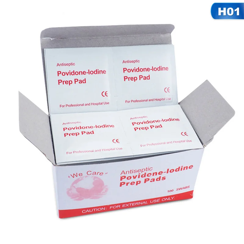 100 шт Povidone-Lodine Prep Pad герметичная Стерильная дезинфекция ран для дома путешествия на открытом воздухе лагерь аптечка Набор для маникюра - Цвет: H01