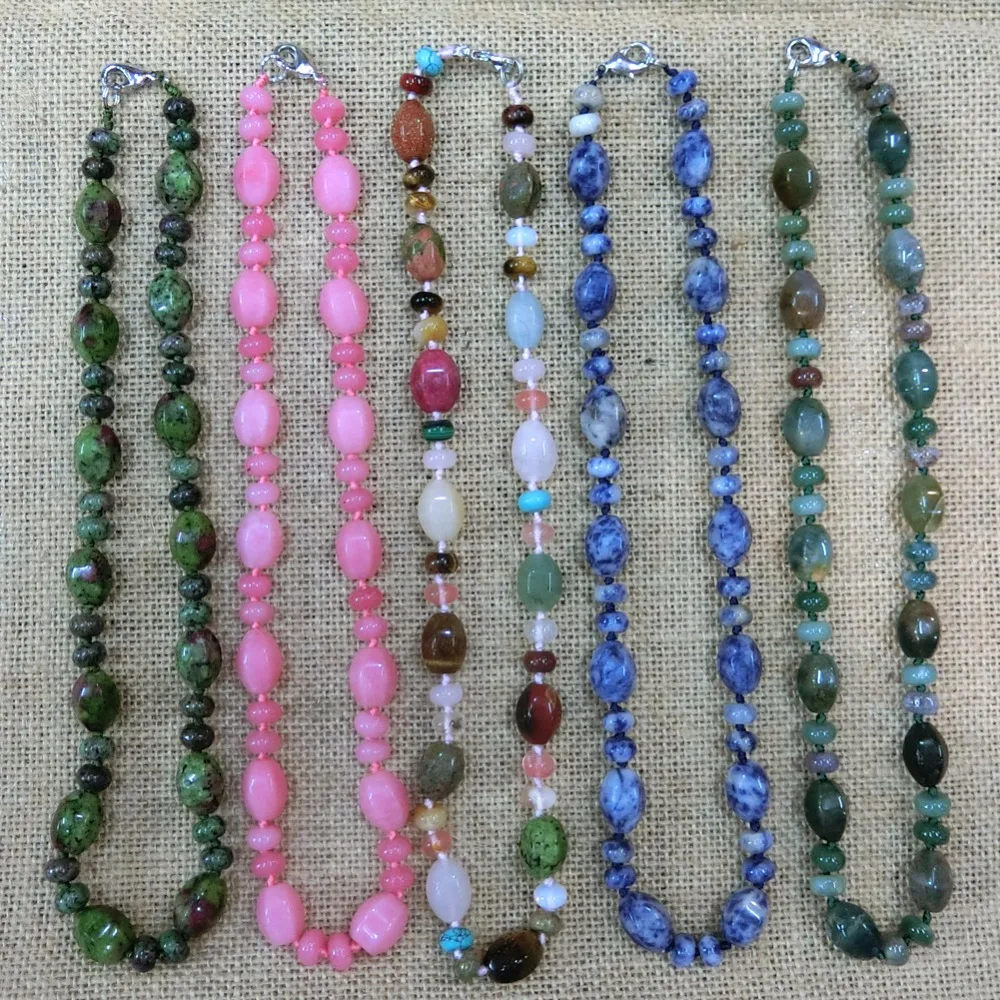 

Druzy Personality Natural Crystal Stones Multisurface Beads String Energy Necklace Multicolor Flat Small Beads String Necklace